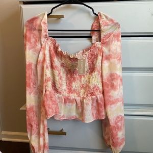 Vestique pink smock tie dye top